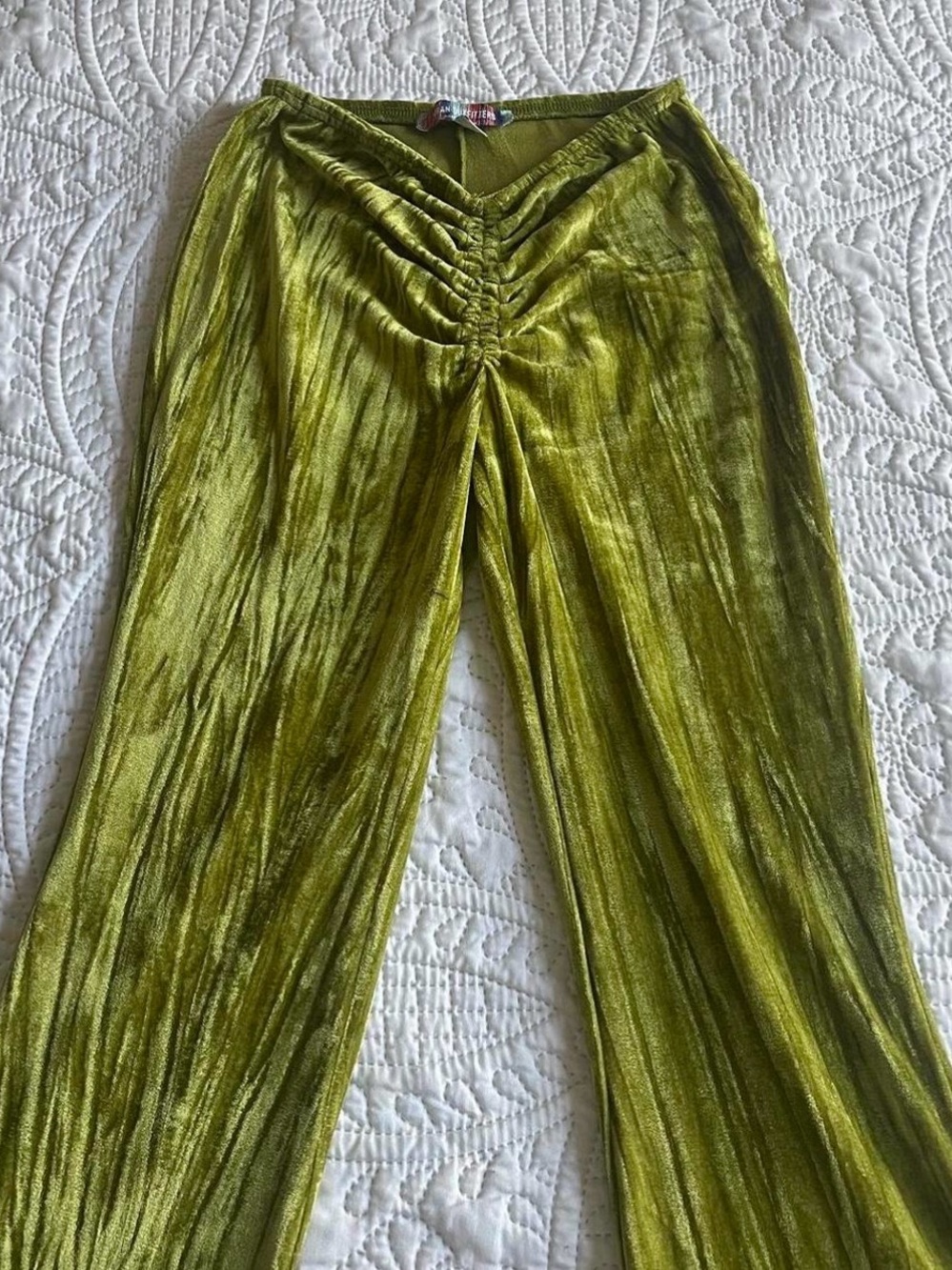 Urban Outfitters Olive Green Wide Leg Crinkle Jumpsuit Pants